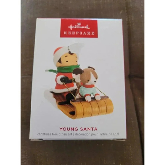 Hallmarks young Santa dog‎ sledding Christmas 2023 ornament #4 - Picture 1 of 4